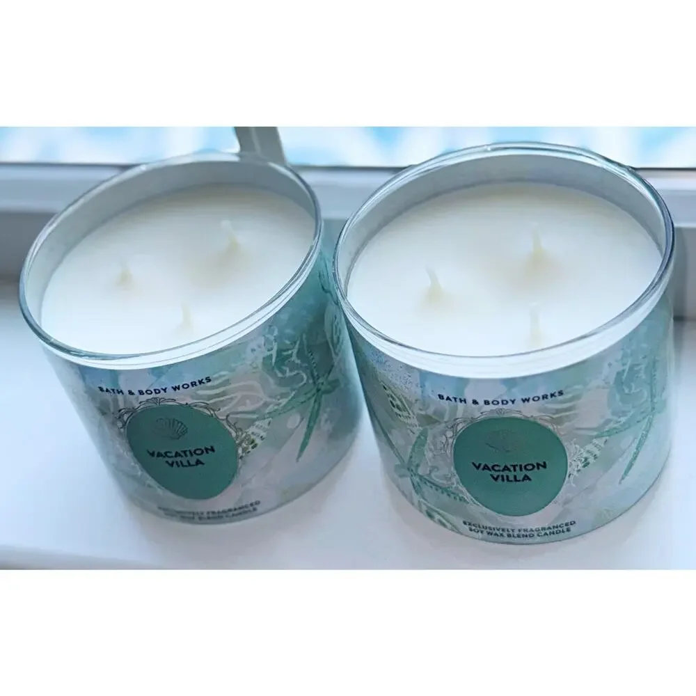 Lot of 2 Bath & Body Works Vacation Villa Large 3-Wick Candle 14.5oz